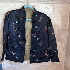 Silk reversible Black and Gold Chinese Jacket